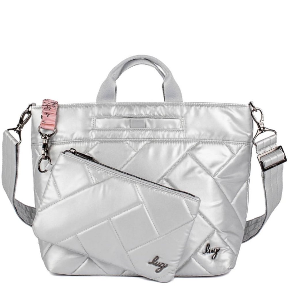 Brand New Lug Tenor 2pc Crossbody Bag in Metallic Silver